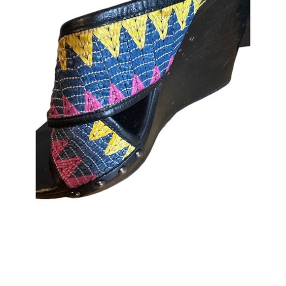Diane Von Furstenberg Multi -Color Crisscross Wedges Women Sz 10 - Picture 6 of 9